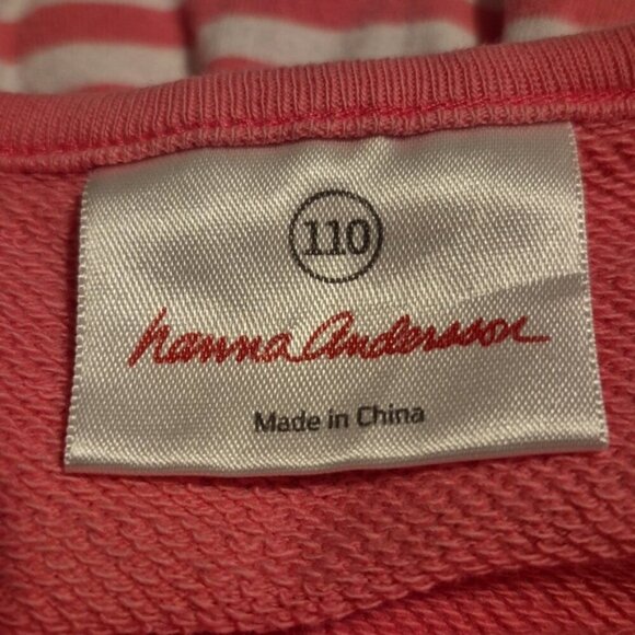 Hanna Andersson girls size 110 or 5 pink sweatshirt dress with ruffled stripes - Picture 3 of 6